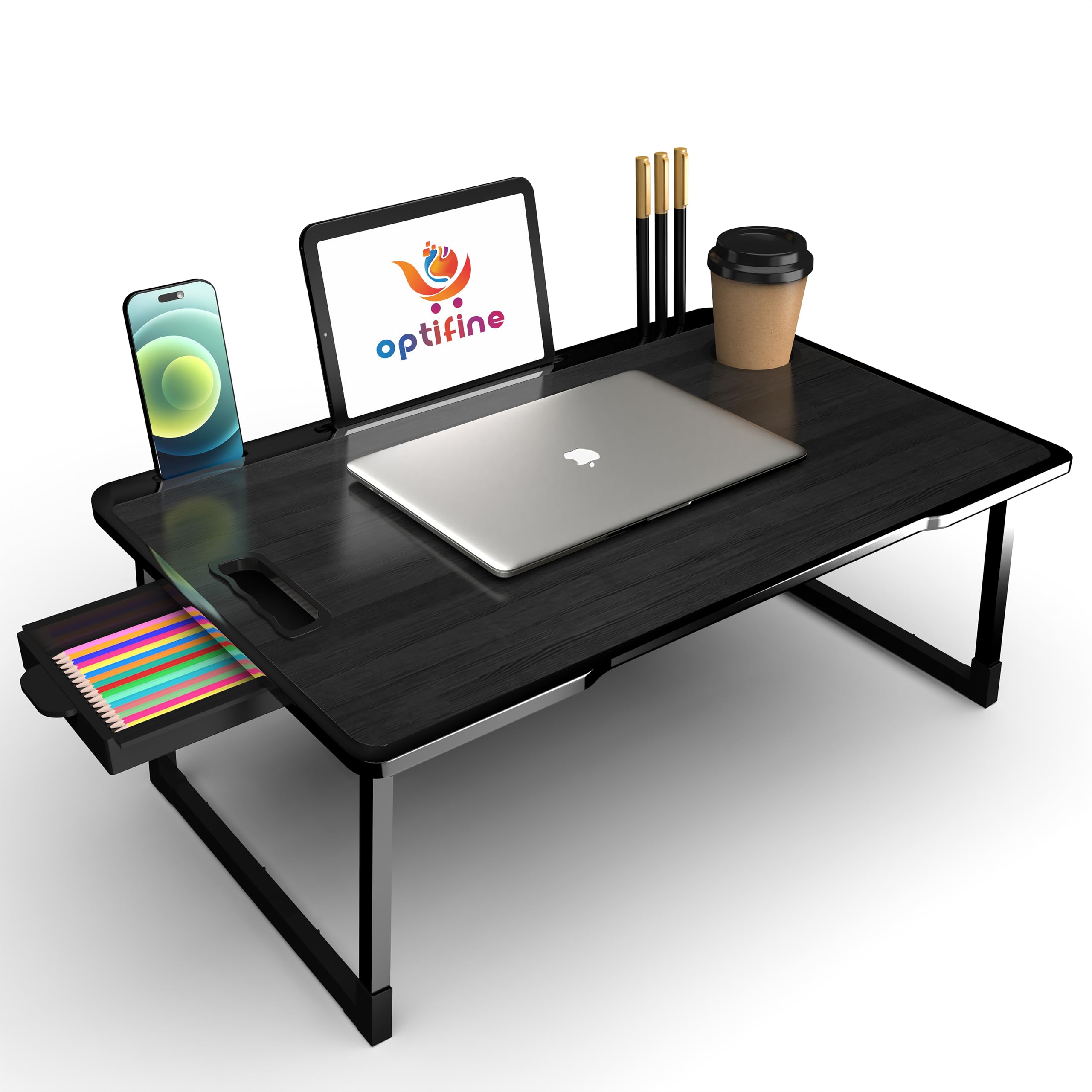 SOLAIM Foldable Wooden Mini Laptop Table for Bed, Study Table with