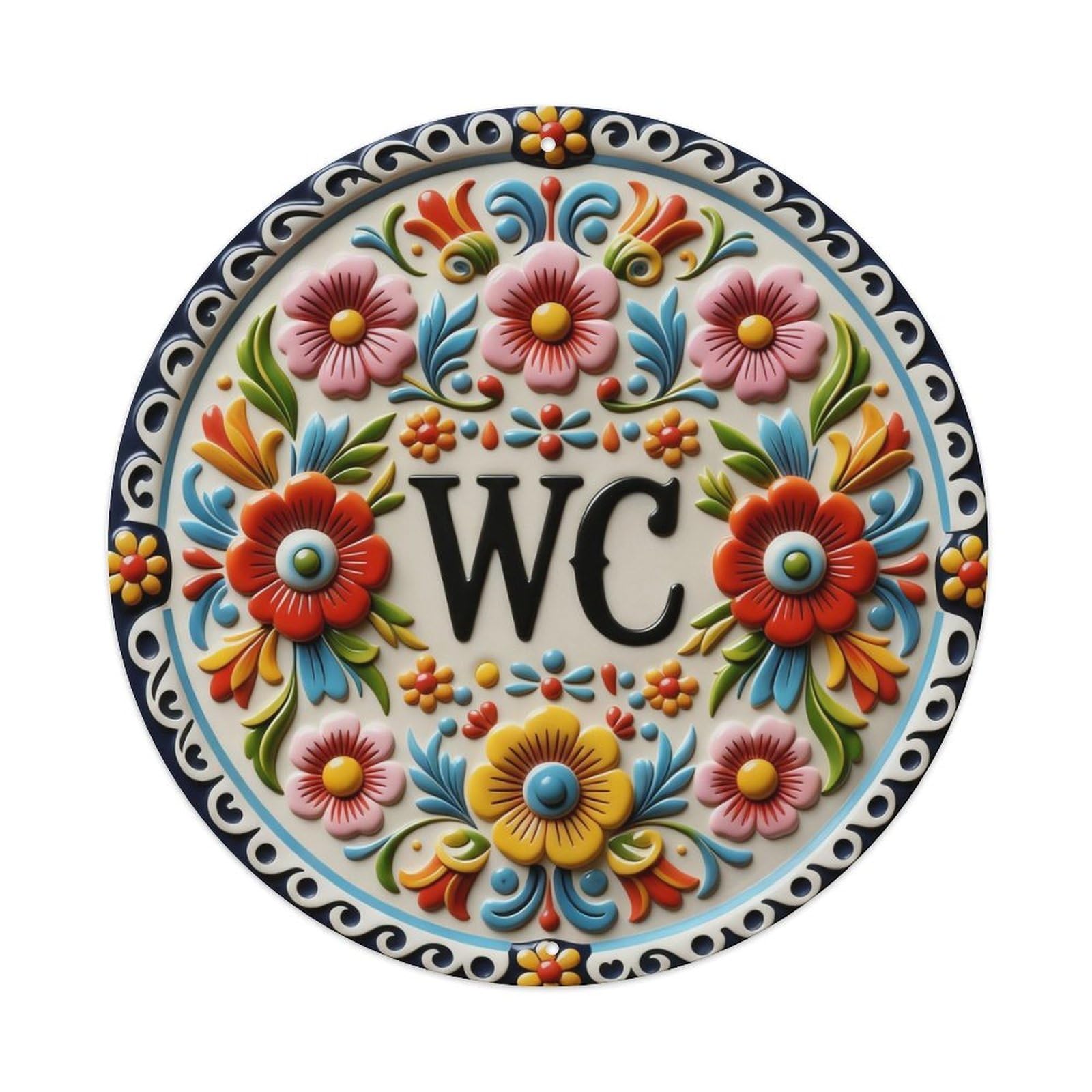 Zlatcbu Vintage Floral Wc Sign Metal Tin Sign Retro Wall Art Poster, Decor For Home Living Room Bar Cafe Garage, 8X8 Inch
