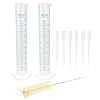 uxcell Plastic Graduated Cylinder, 500ml Measuring Cylinder with 6 Transfer Pipettes and 1 Brush, 9in1 Set for Science Lab