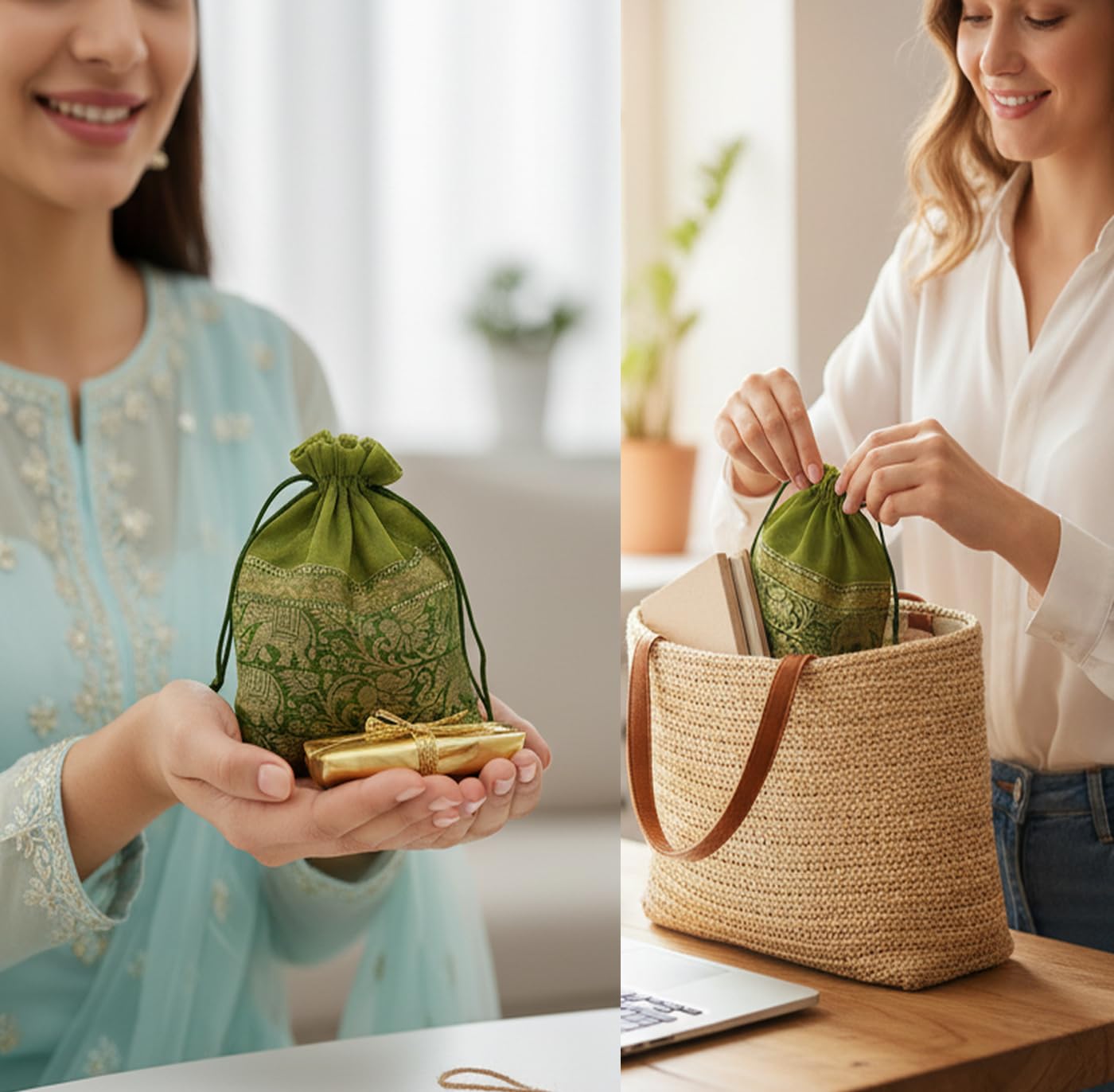 Touchstone Lot de 20 sacs cadeaux en brocart avec cordon de serrage