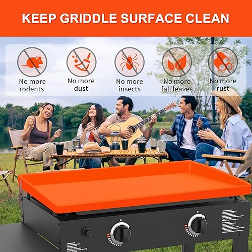 Miniatura 3 de SJSJsuit Alfombrilla de silicona para Blackstone de 28 pulgadas, diseño envolvente completo mejorado que protege la superficie de cocción, amigable