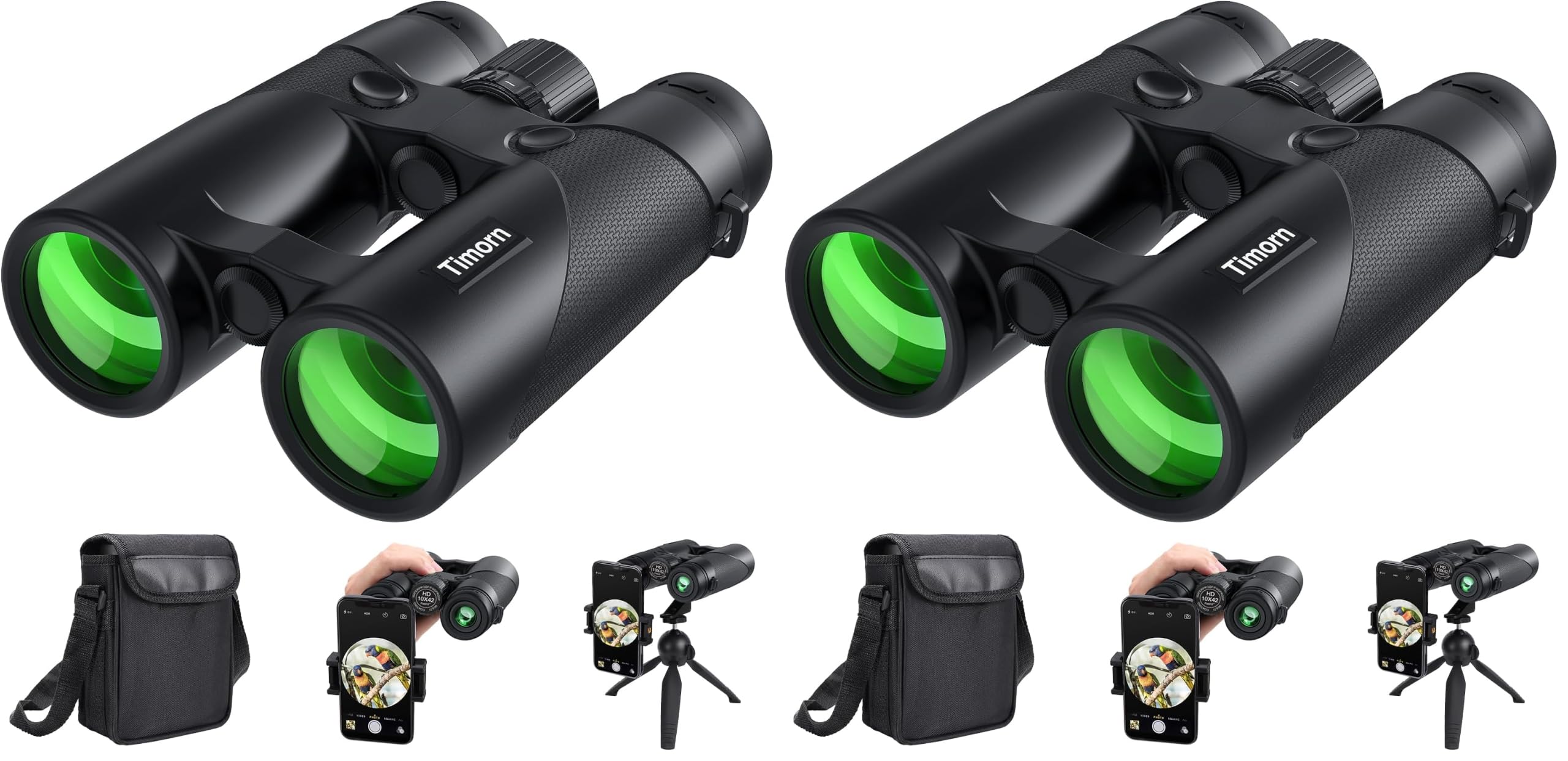 Timorn Jumelles Adultes Puissantes 10x42 HD Vision Claire pour Oiseaux (Lot de 2)