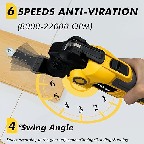 Miniatura 4 de Sierra oscilante inalámbrica para batería De-walt 20V Max Multiherramienta oscilante antivibración con hojas, 6 velocidades, ángulo de oscilación de