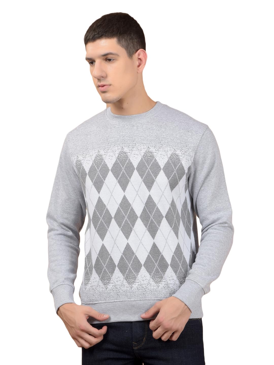 force nxt Men Argyle Knit Sweatshirt | Super Combed Cotton Rich Pullover Sweatshirt | Long Sleeve, Classic Fit, Perfect for Fall & Winter-picture-17