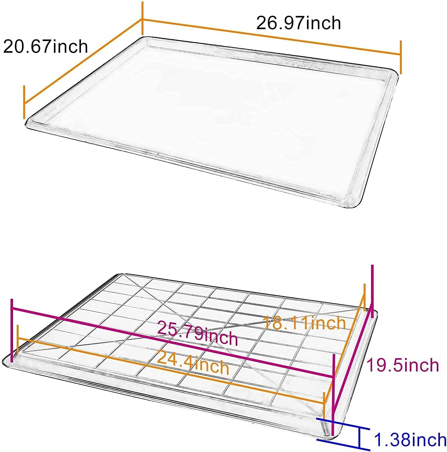 Confote 2 pcs 27 X 20.7 inch Replacement Tray for Dog Crate Pans Plastic Bottom For Pet Cages Crates Kennels Dogs Cat Rabbit Ferret Critter