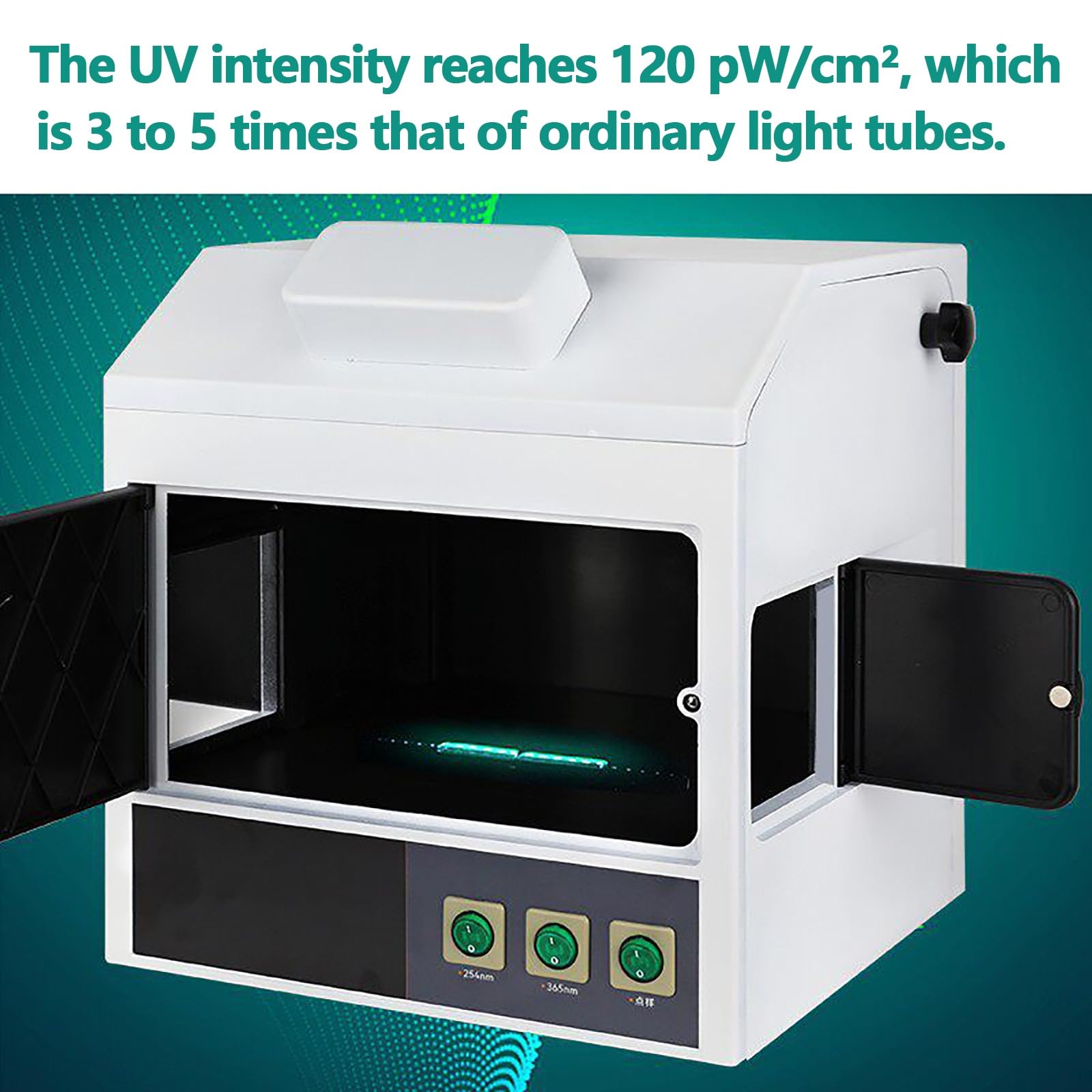 Analizzatore ultravioletto per uso in laboratorio, lunghezze d'onda 254nm e 365nm, porta fotocamera integrata, finestra di osservazione, funzionamento facile, ideale per ricerca e diagnostica