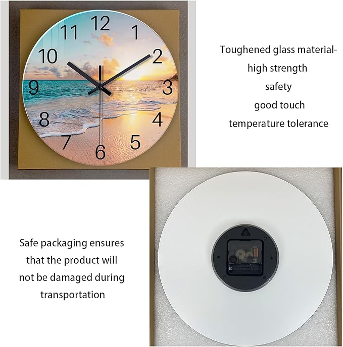 Reloj de Pared de Playa Analógico Silencioso 12 Pulgadas Azul miniatura 8
