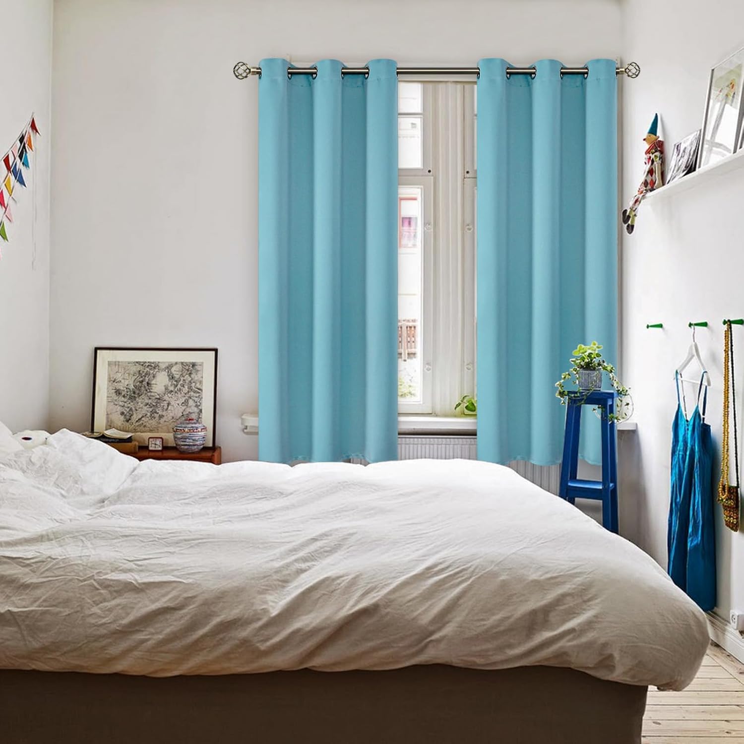 BGment Blackout Curtains - Grommet Thermal Insulated Room Darkening Bedroom and Living Room Curtains, Set of 2 Panels (42 x 63 Inch, Aqua) - Image 2