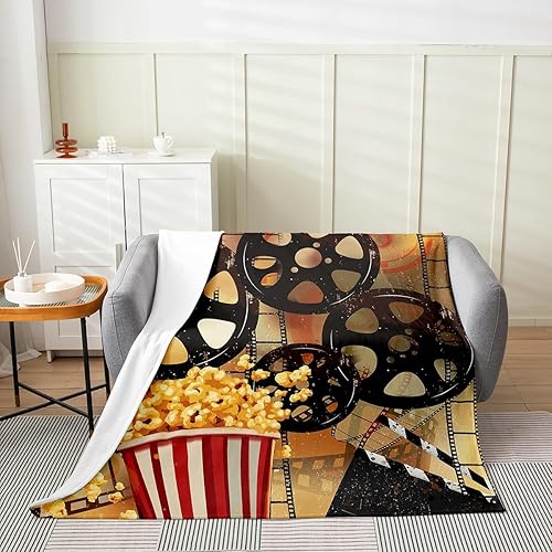 Miniatura 2 de Manta de felpa de cine vintage, para niñas y niños, diseño de póster de cine, manta de franela de forro polar de palomitas de maíz para todas las