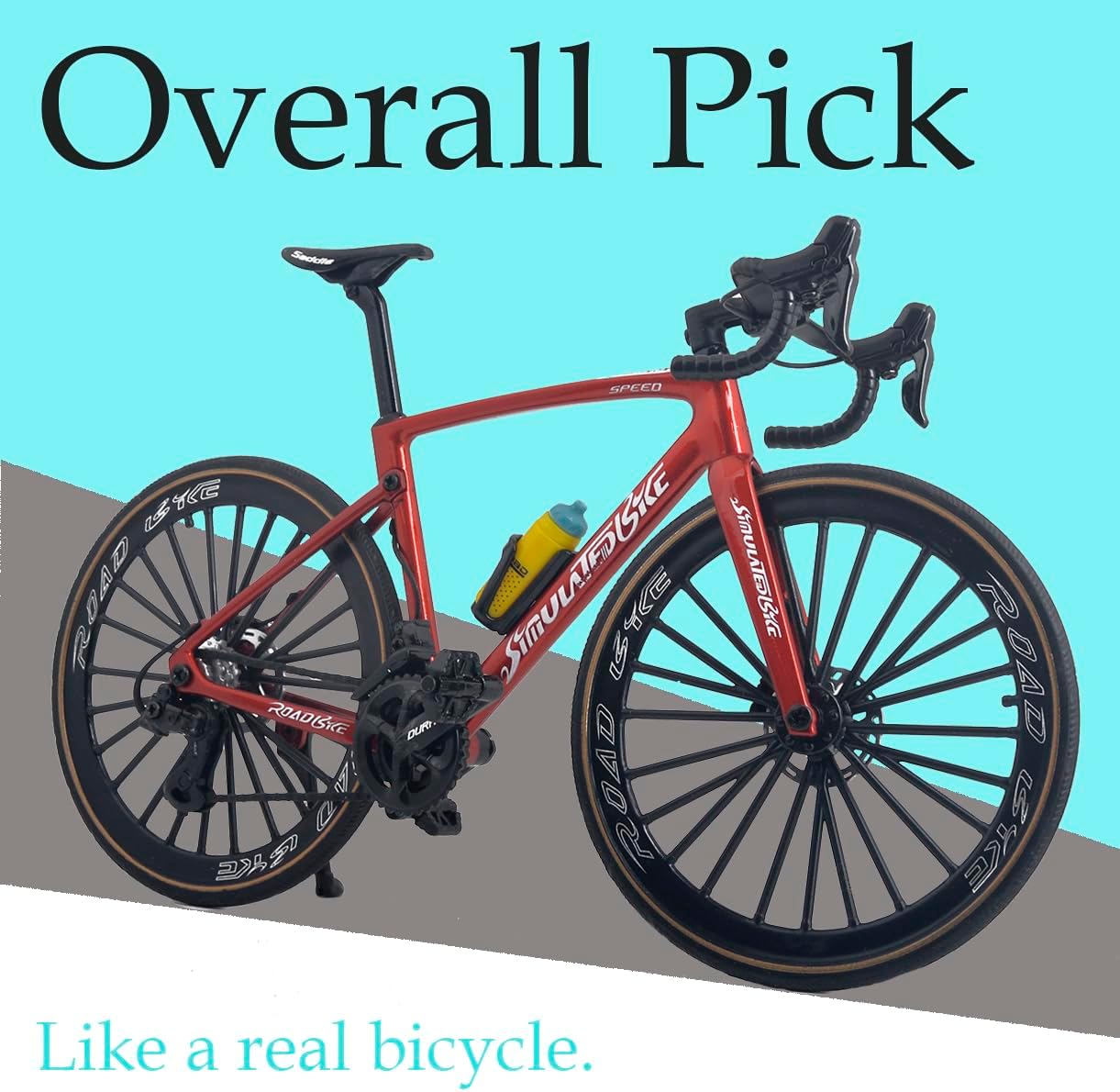 1:8 Scale Alloy Bicycle Model Road Bike Miniature Desktop Decoration Crafts for Cycling Lovers Bike Racers Athletes Children (Black)