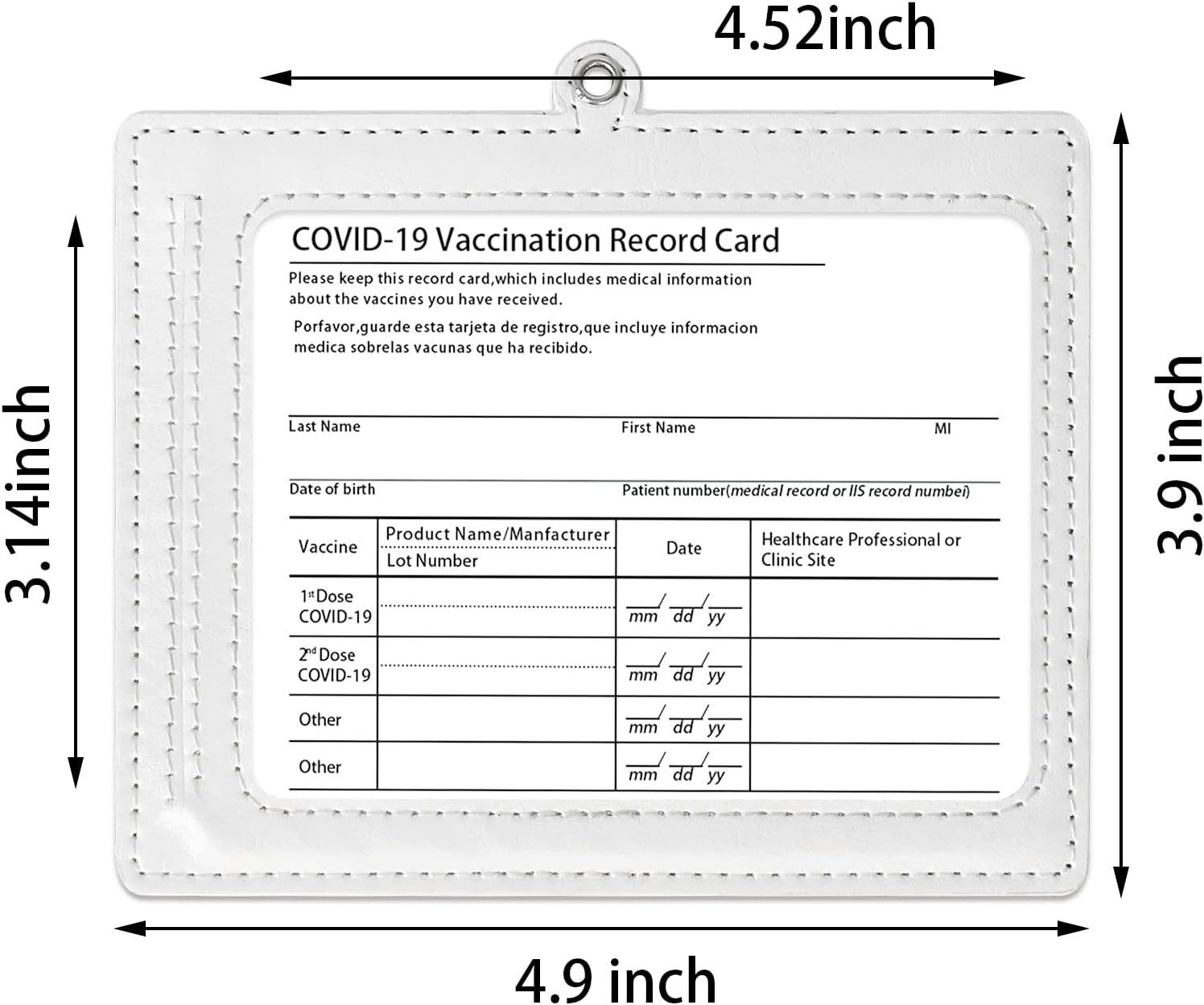 4 X 3" Cute CDC Vaccination Card Protector, Cartoon Leather ID Card Holder Name Tags Badge Card Holders, Funny Card Protector with Transparent Window -White (Crow)