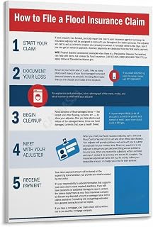 How to File A Flood Insurance Claim Poster Law Knowledge Canvas Painting for Living Room Bedroom Decor 24x36inch(60x90cm) Frame-style