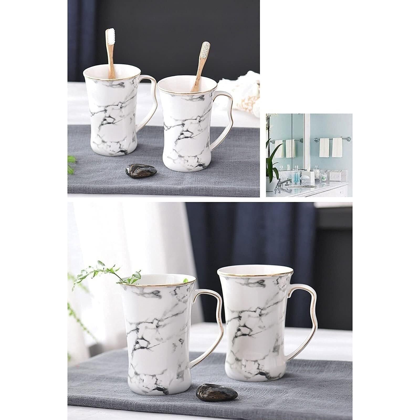 Set di accessori per il bagno Dispenser di sapone da cucina in ceramica con motivo in marmo bianco, 5 pezzi Arredamento per gli affittuari
