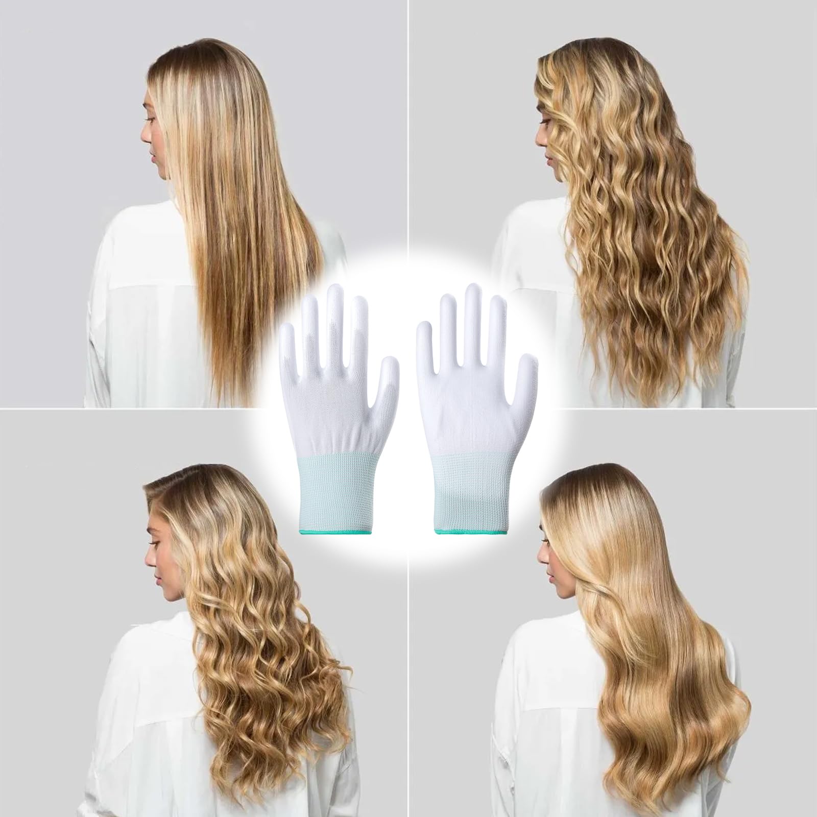 4paires Gants de Coiffure,Gant Thermiques avec Doigts en Silicone,Gants Contre la Chaleur de Protection,Gant Isolants pour Lisseurs,Bâtons Bouclés,pour Main Gauche,Droite