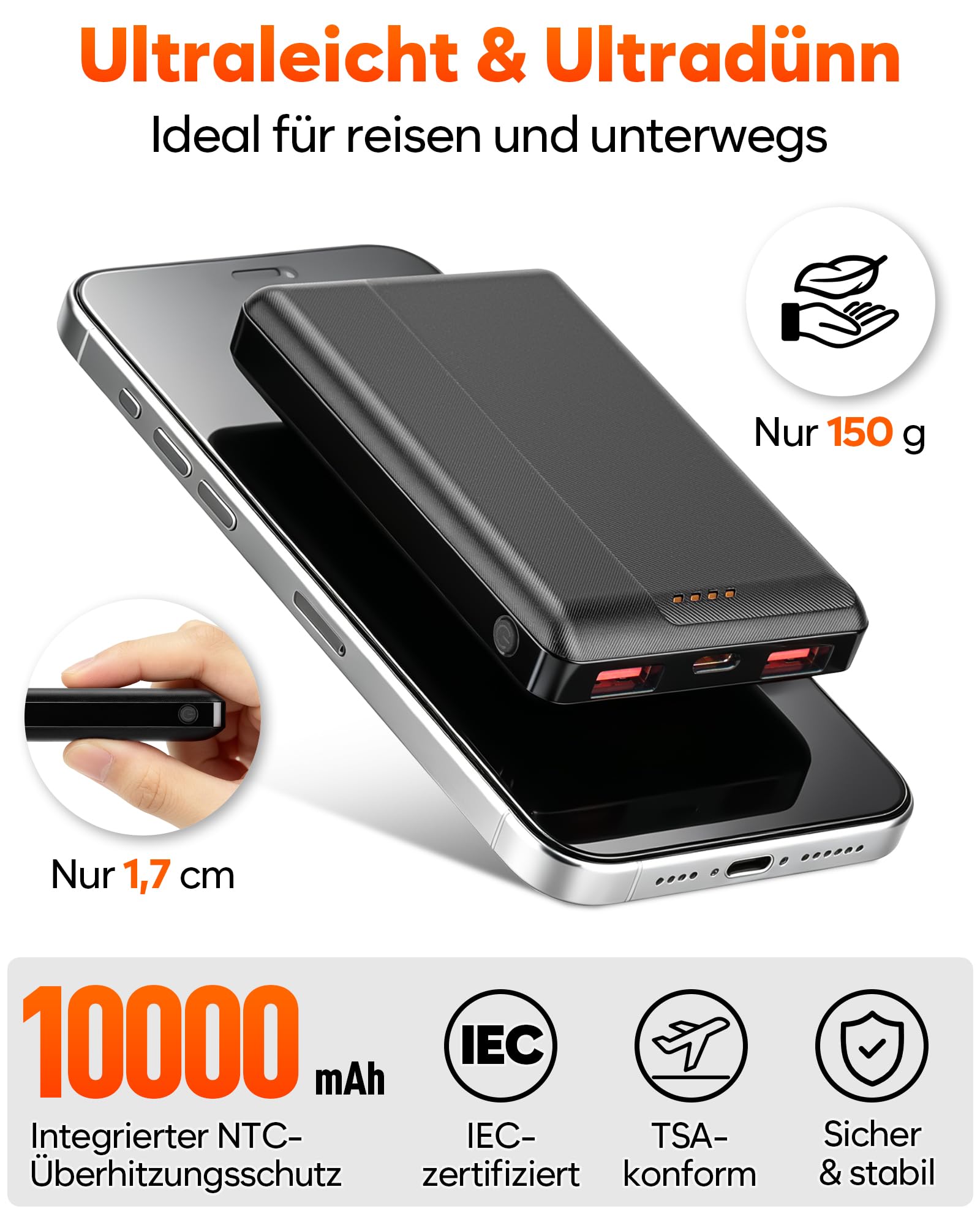 Beheizbare Weste Herren mit 10000mAh Powerbank, leichte Heizweste Herren