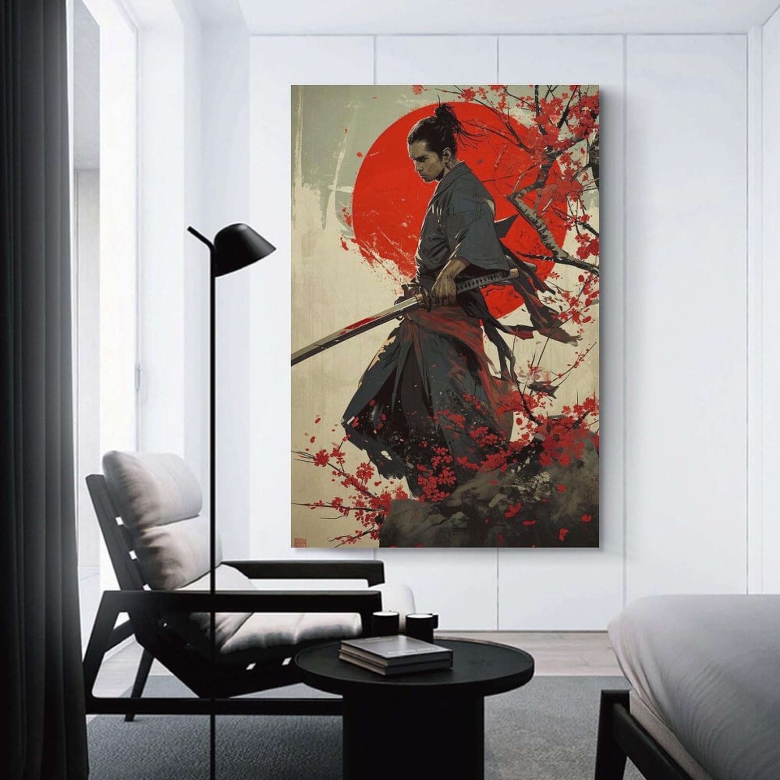 Amazon.co.jp: 絵画 日本の侍と赤い太陽インテリア 絵画 日本の