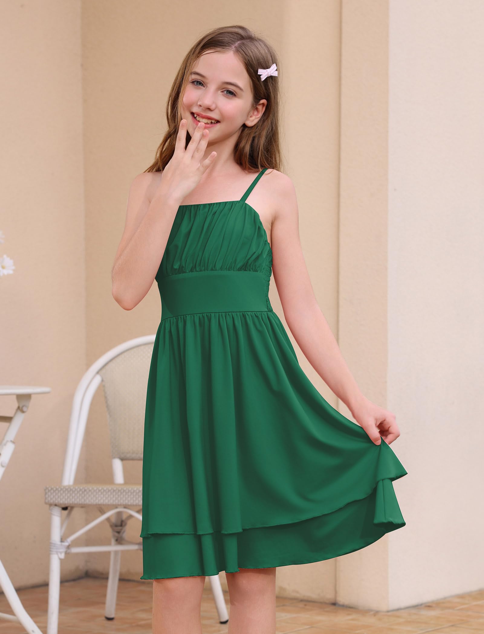 Ärmelloses Kleid für Kinder, Mädchen, doppellagig, Rüschen, A-Linie, Sommerkleid, Freizeitkleid für Urlaub, Party, Schulanfang, Sommer