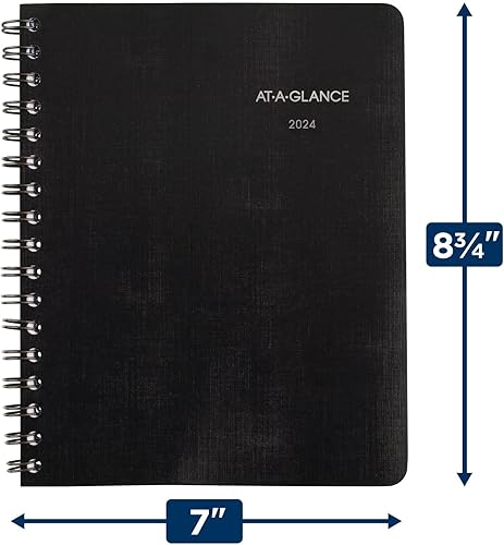 Miniatura 6 de AT-A-GLANCE Agenda semanal y mensual 2024, 6-12 x 8-34 pulgadas, mediano, notas rápidas, negro (7602520524)