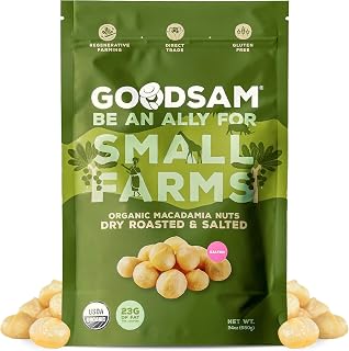 GoodSAM Organic Roasted and Salted Macadamia Nuts 1.5lb, Salted, Gluten Free, Non GMO, Vegan, Keto, Regenerative Farming, Direct Trade