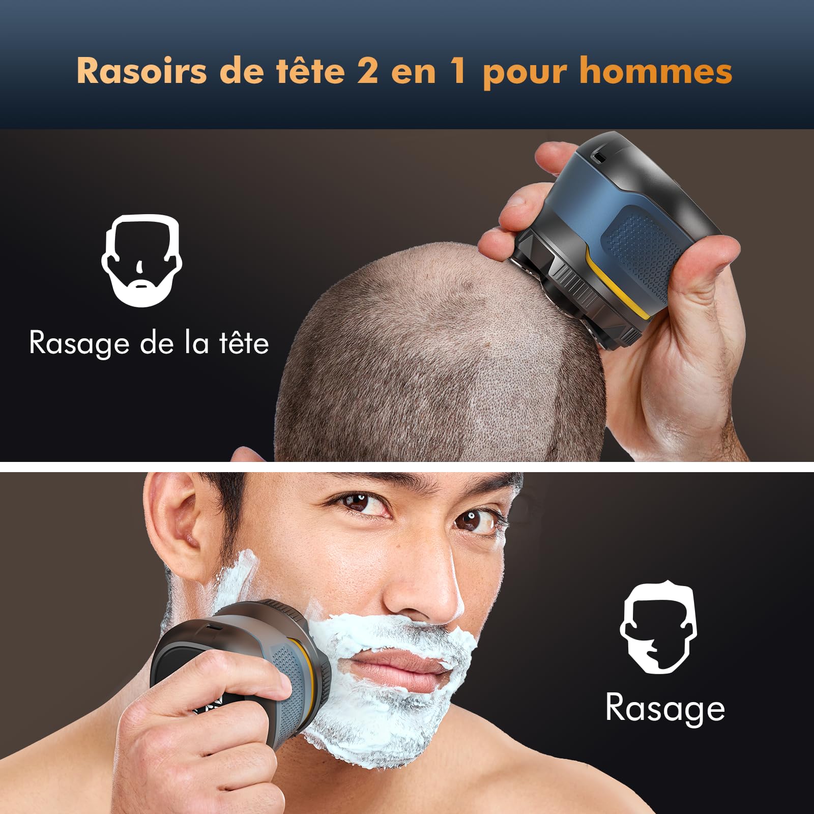 Rasoir Tête Chauve Homme 6D, Rasoir Électrique Homme Étanche IPX7, Tondeuse Crâne Chauve Sec & Humide,150 Mins d'Autonomie, Tête Magnétique, Écran LED Shaver, Idée Cadeau Homme
