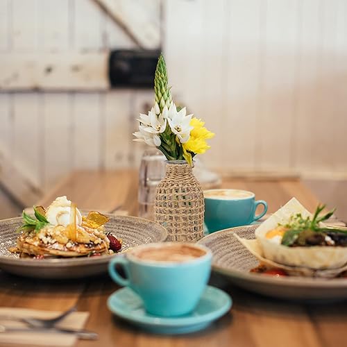 Miniatura 5 de Hemoton Jarrón de flores de hierba marina, jarrón de cristal, cesta de mimbre rústica, centros de mesa de flores para el hogar, sala de estar,