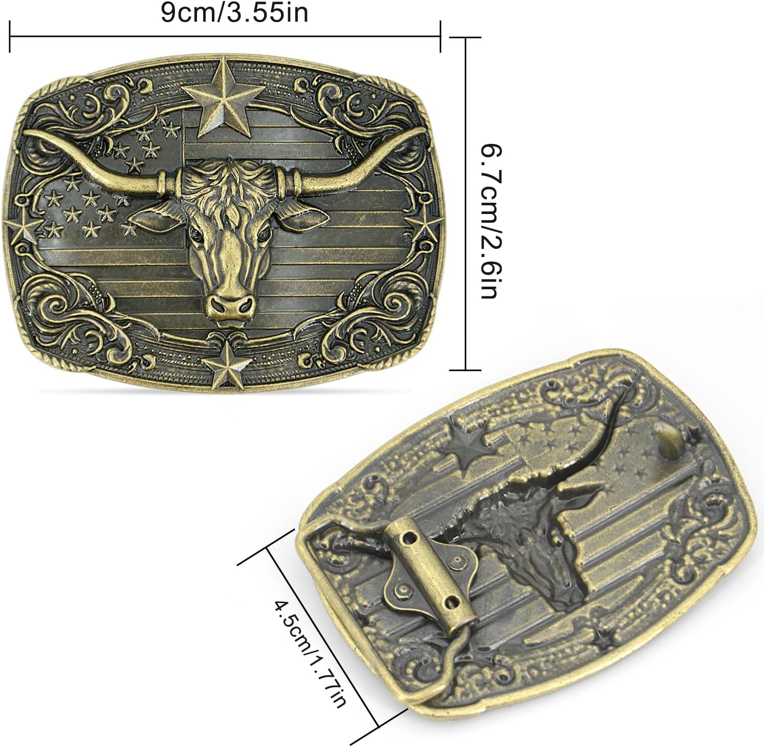 Superkred Mens Belt Buckle Western Cowboy - Texas Bull Western Belt Buckle for Men Cowboy Rodeo Country Belts Buckles - Image 2