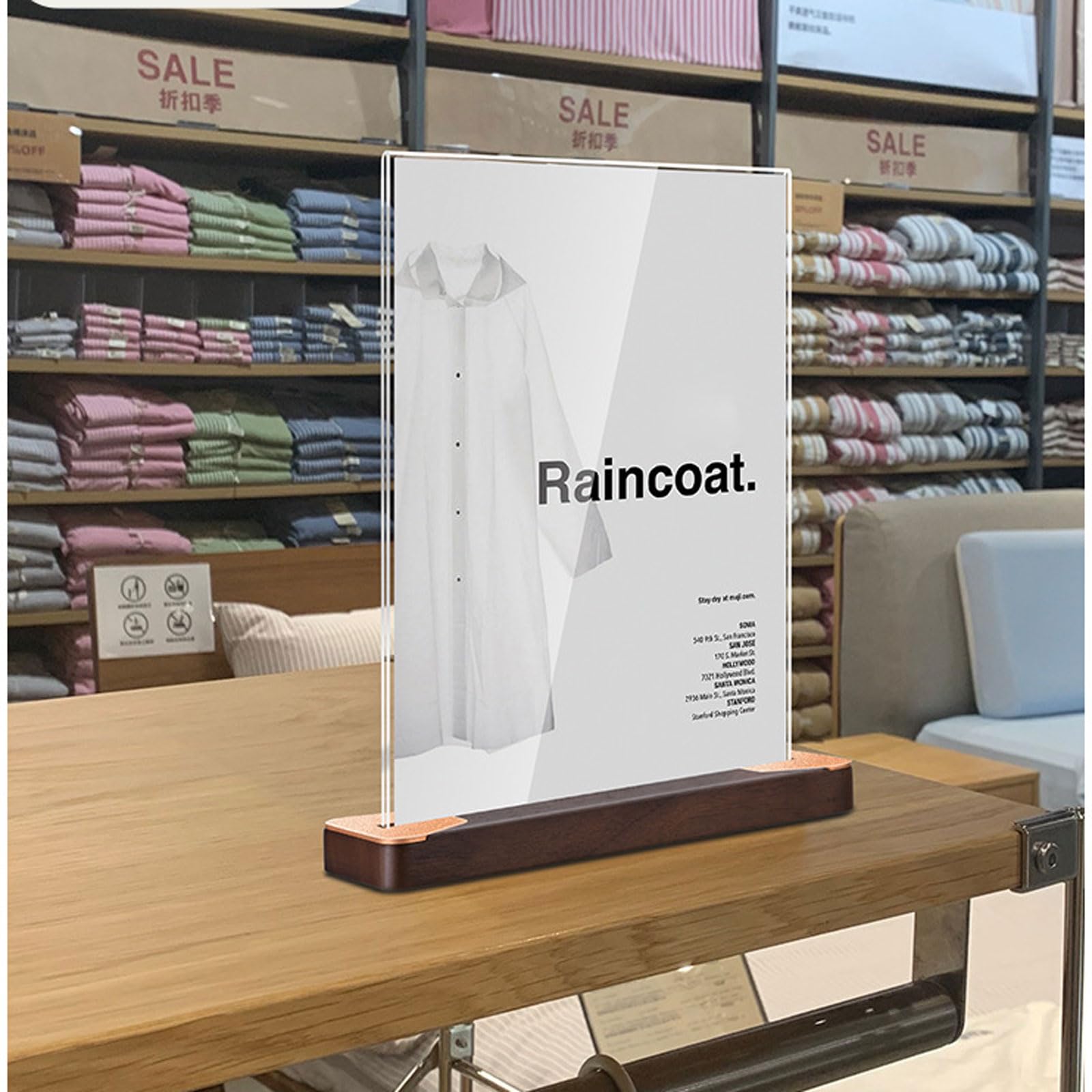 Porta menu con cartello in acrilico, confezione da 2, base in noce, A4, A5, A6, ristorante, negozio, hotel, ufficio, commercio(A5(148X210mm))
