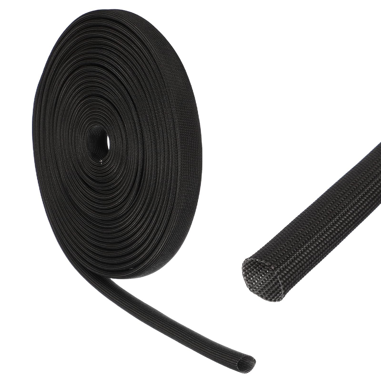 sourcing map Insulation Cable Protector,14mm/0.55 Inch-15 Meter/49 Feet High TEMP Fiberglass Sleeve Black