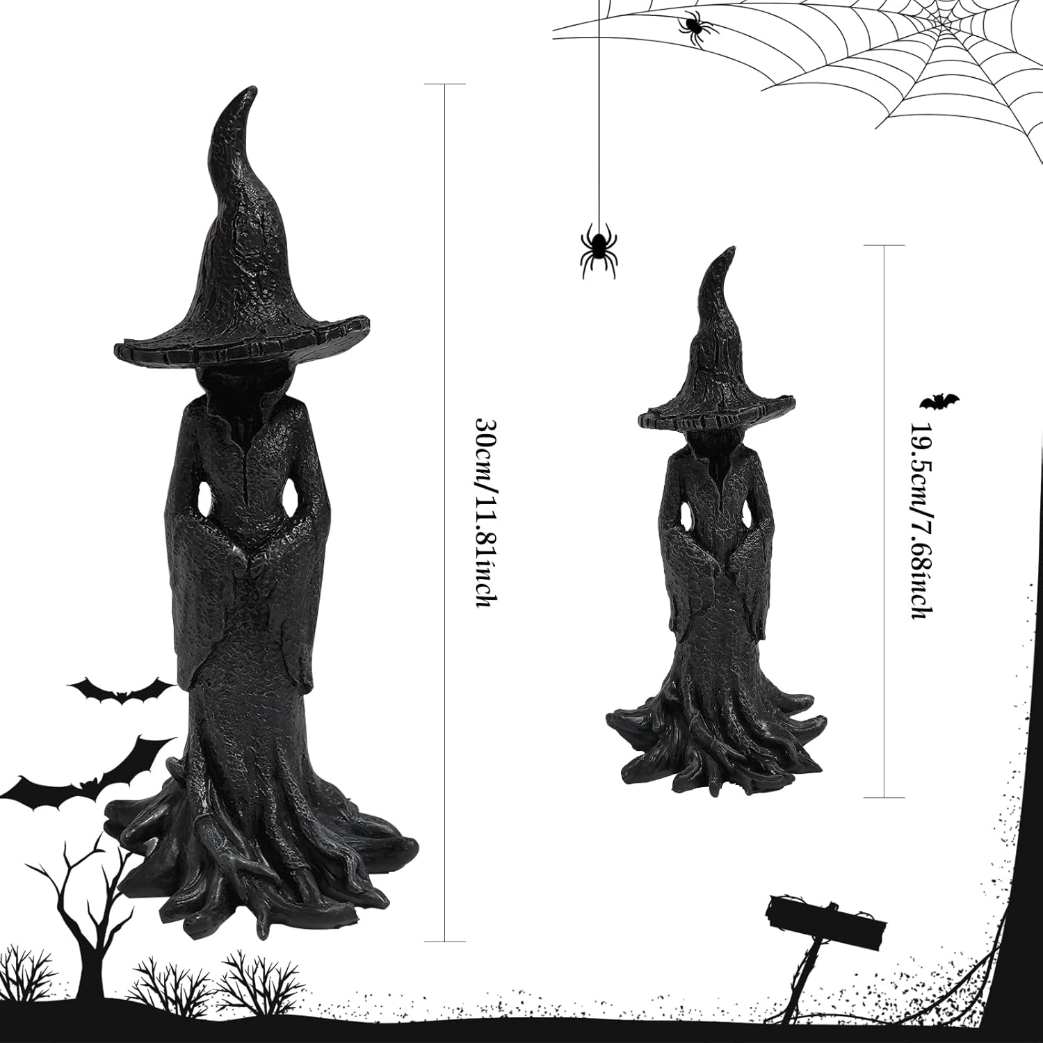 Cracker Barrel Witch Statue,Hand-Painted Enchanting Witch Statue: The Guardian of Your Home,Halloween Resin Figurine,Retro Magician Decor,Dark Fantasy Ornament,Nib Festival Collectible (A-11IN)