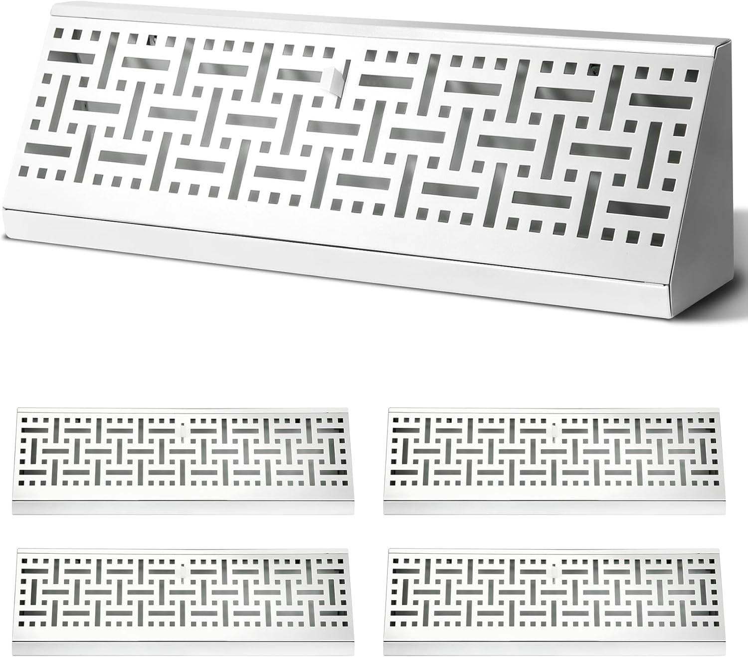 Aremae 4 Pack Baseboard Register Vent 18 Inch - RoundFlow Design for Maximum Air Flow - Smooth-Glide Air Adjust Lever - Heavy Duty Rust-Proof Steel - Tool-Free Easy Installation