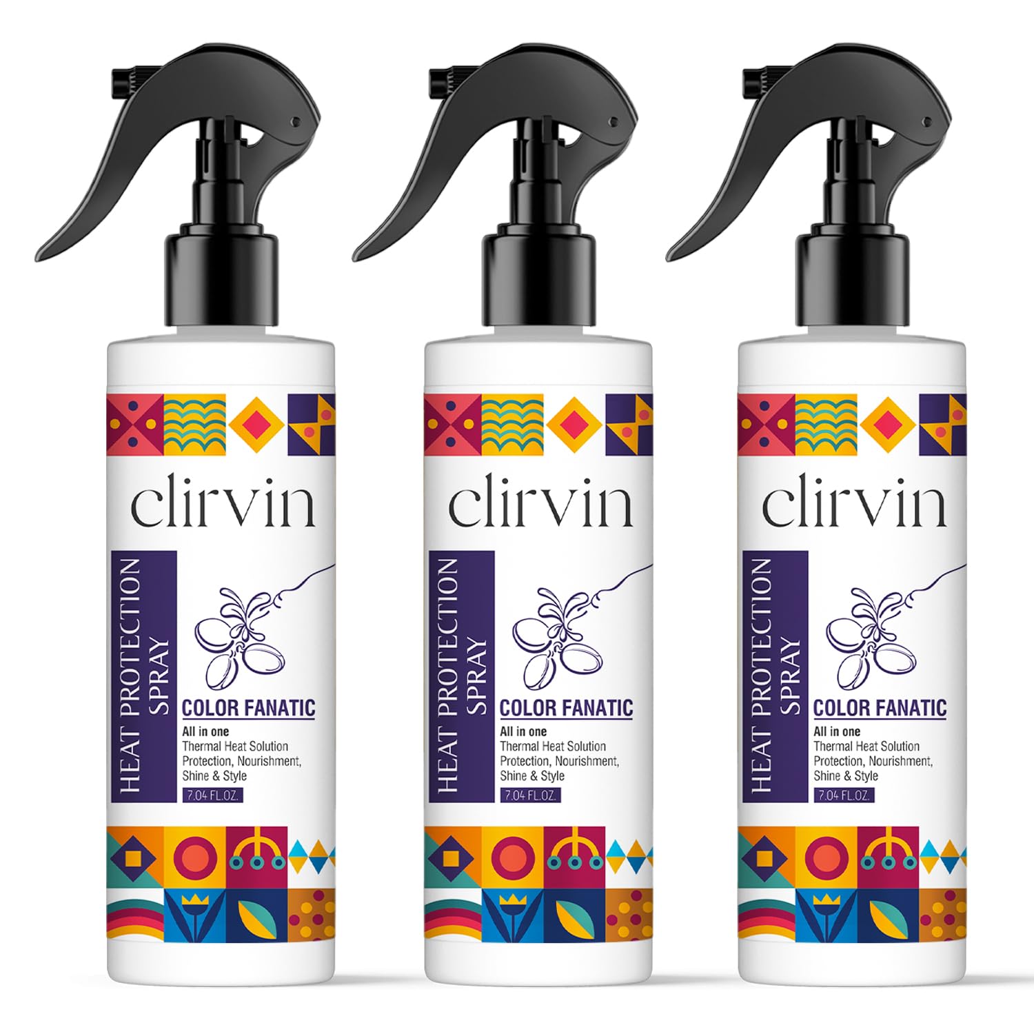 Clirvin Color Fanatic Heat Protectant Spray for Curl & Color Protection|Rosemary & AloeVera Sulphate and Paraben free (600 ml)