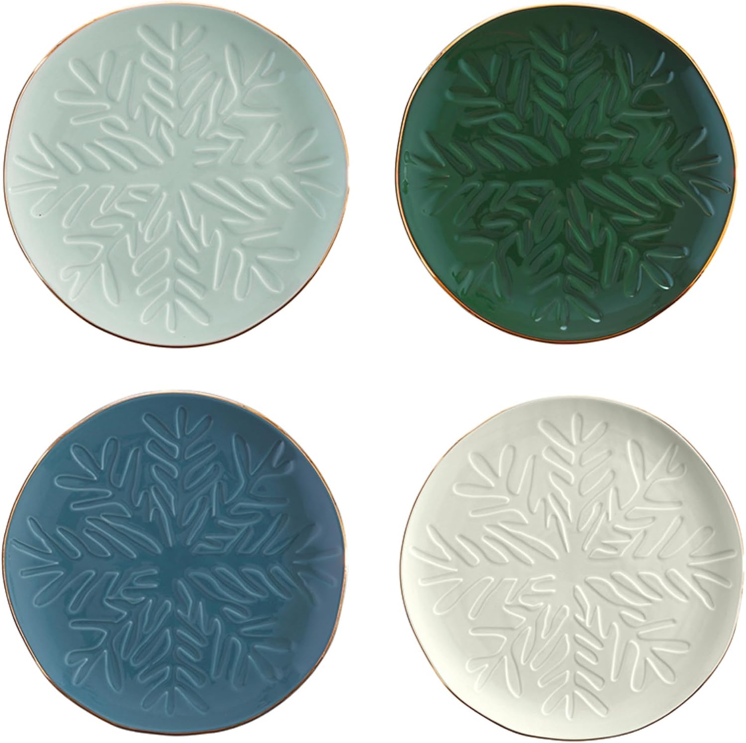Santa Barbara Design Studio Appetizer Plates - Set of 4 Small Stamped Ceramic Plates, 6" Diameter, Coastal