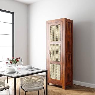 The Attic Victoria Kitchen Cabinet with Cane, Multipurpose Cabinet for Bedroom Living Room Study bar, Solid Wood Bookshel... Price In India