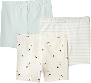 Amazon Essentials Toddler and Baby Girls' Cotton Stretch Jersey Bike Shorts, Pack of 3