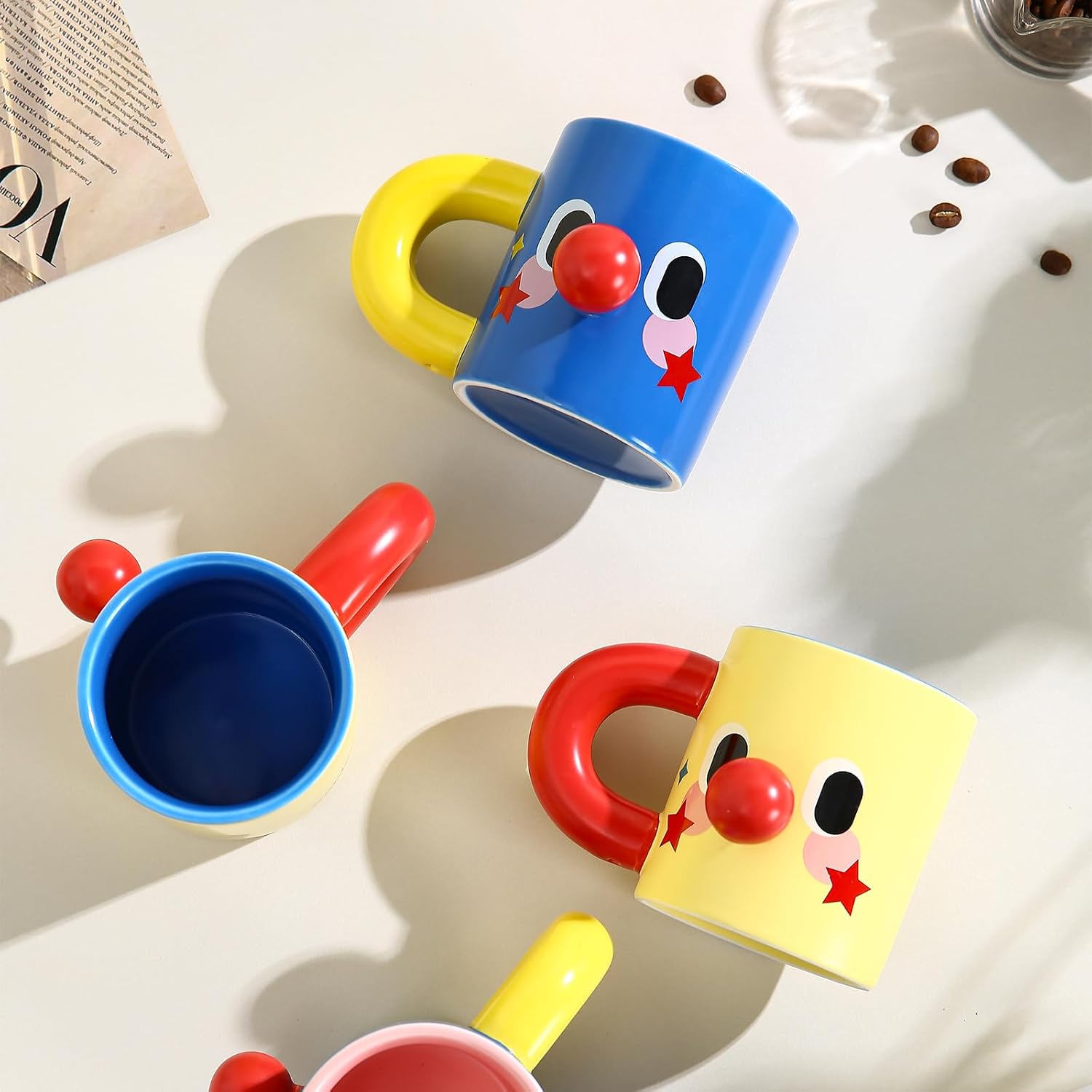 Clown Ceramic Mug, 10 oz, Yellow