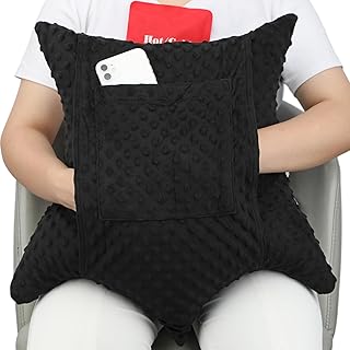 Star Shaped Hysterectomy Pillow with 2 Pockets for Abdominal Surgery Hysterectomy Recovery Must Haves Products Gifts Tummy Pillow with Hands Placement Pouch Minky Dot Black