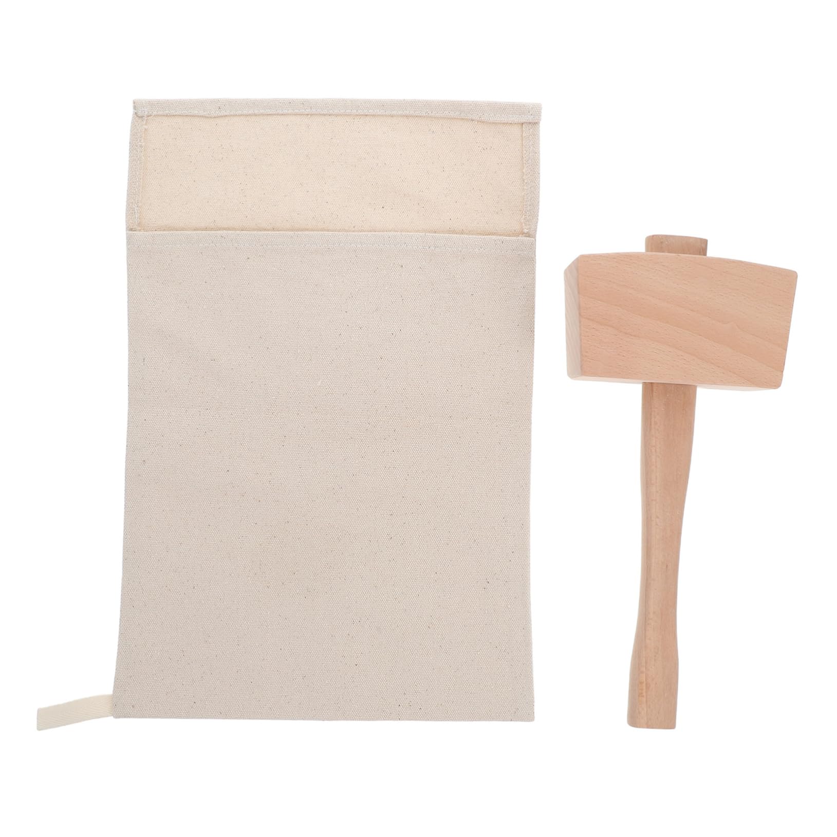 Cabilock 2-piece Ice Crusher Set Reusable Crush Bag Wood Mallet for Quick Bartending Home Bar Use