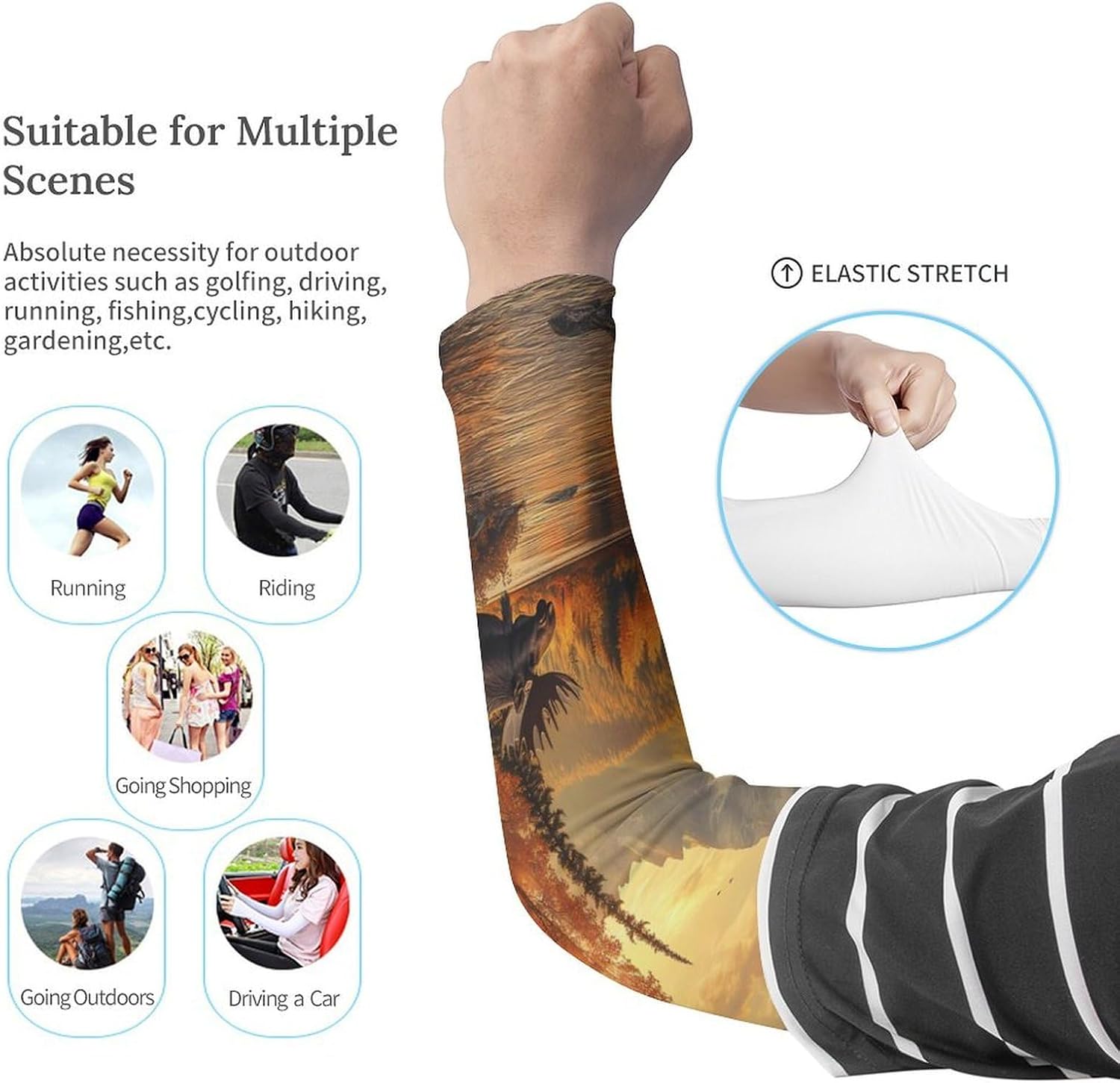 Moose in The River Arm Sleeves Sun Protection Sleeves Sports Cooling Arm Compression Sleeve for Men Women