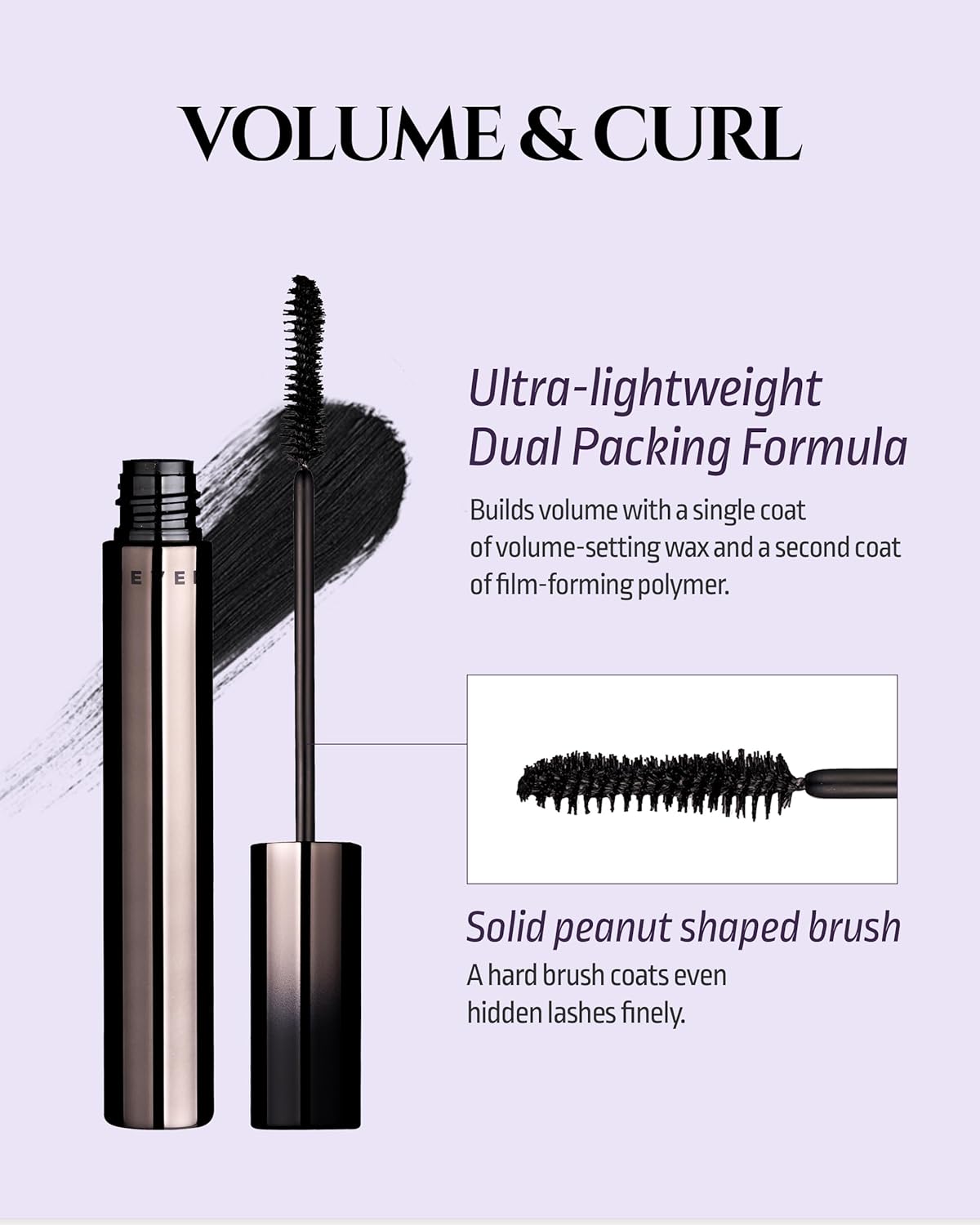 HEVVYMAKEUP Define Eyes Mascara Black Volume & Curl - Volumizing, Curling, Defining - Bold & Lifted Lashes - Feathery Soft, No Smudging, No Clumping - Korean Eye Makeup, 0.30 fl.oz. - Image 7