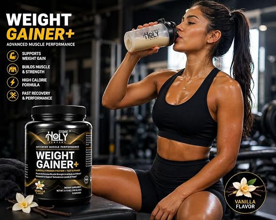 Weight Gainer Protein Powder Muscle Mass Builder Vanilla Flavor 15 Servings