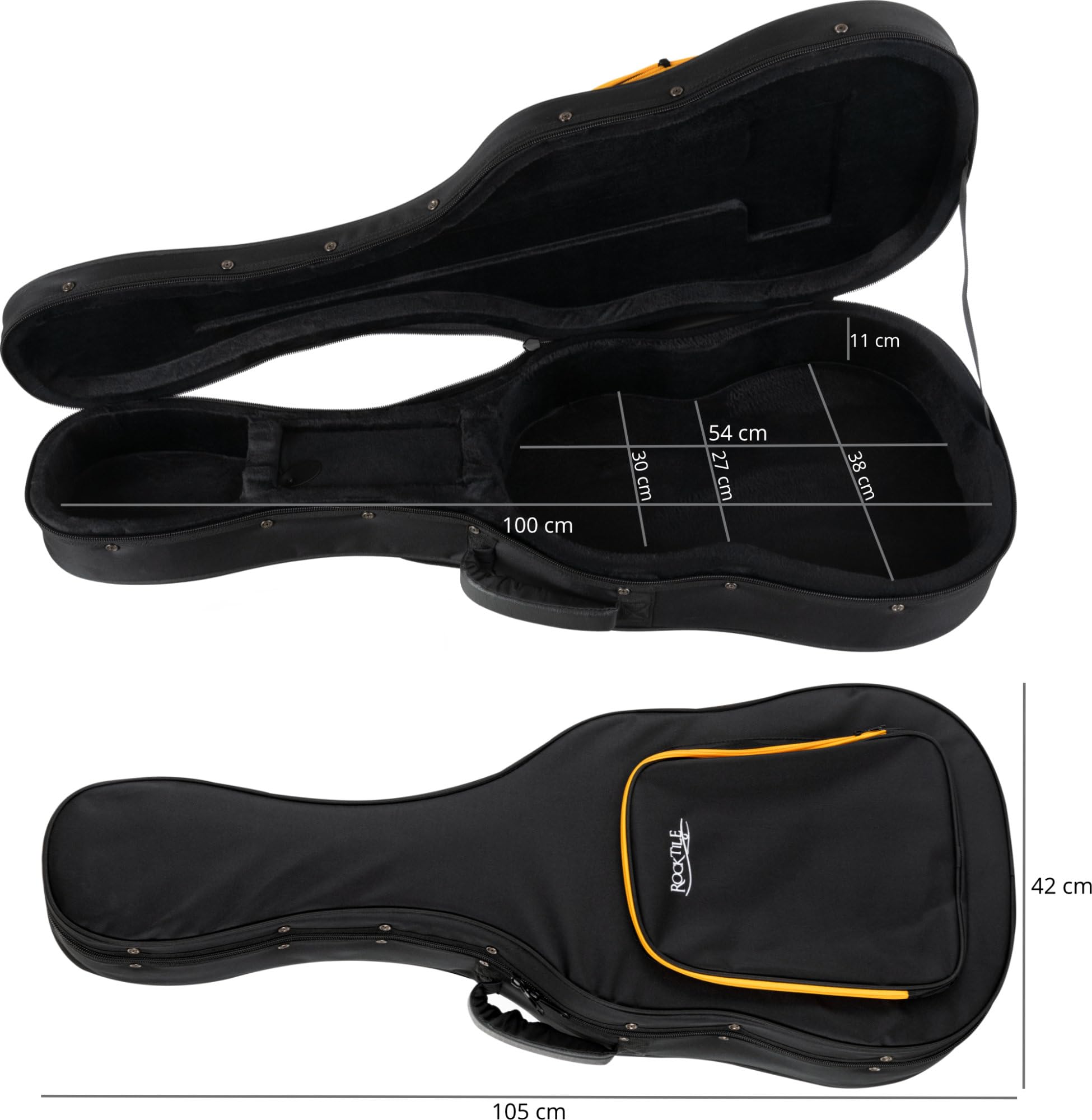 ROCKTILE KGSC-5122BK Chitarra Classica Softcase - Custodia Leggera Maneggevole per Tutte le Chitarre da Concerto