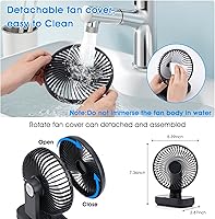 Vista 5 de Oscillating Fan 5.1in Small Wall Mounted Oscillating Desk Fan Auto 90° Rotated Quiet 4 Speeds 4500mAh Rechargeable Battery Powered Cordless USB Fan