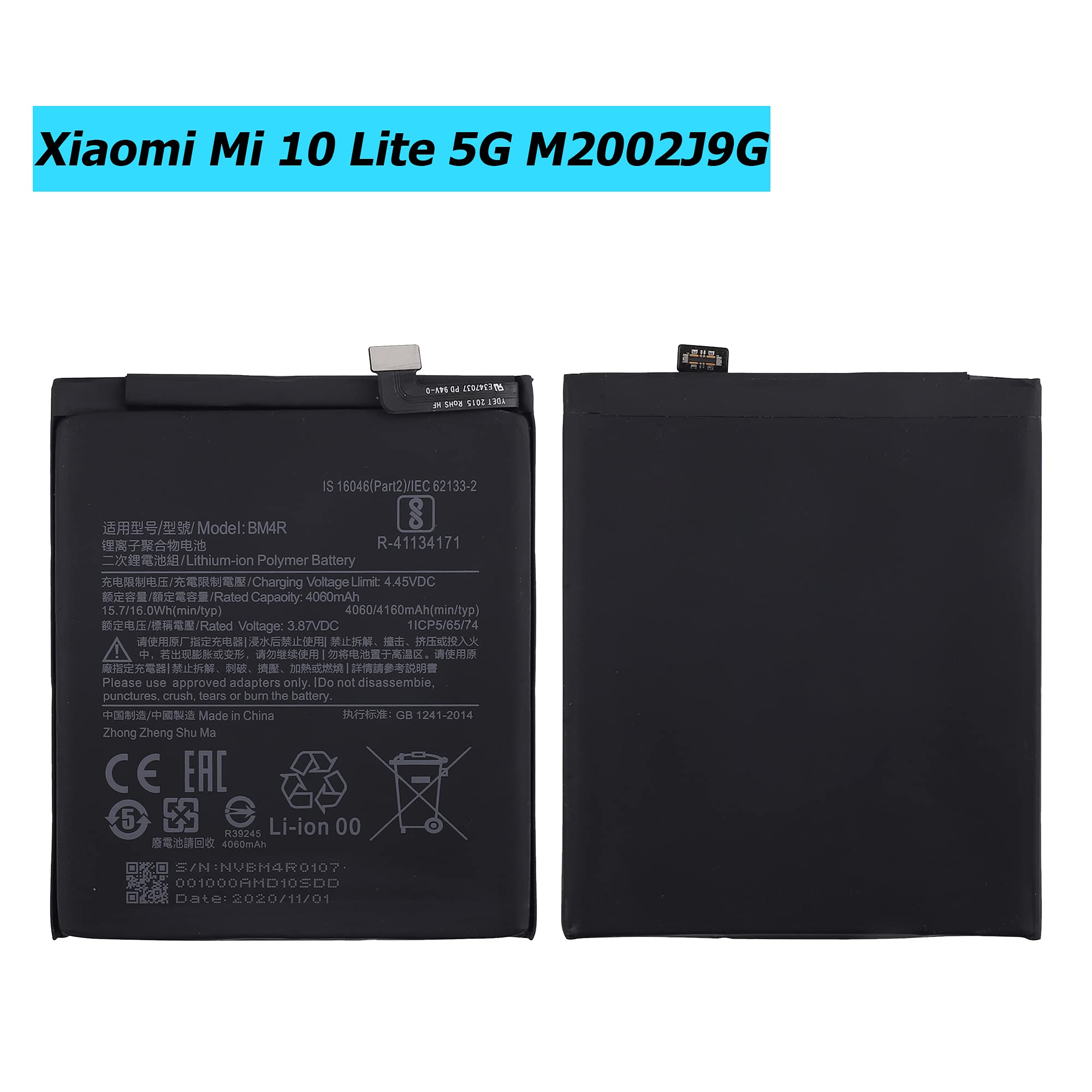 Batterie Fuworance 4060mAh Xiaomi Mi 10 Youth Batterie Xiaomi Mi 10 Youth 5G 4060mAh - Compatible Modèles M2002J9G/M2002J9S/XIG01 Avec Outils Kit Réparation Batterie
