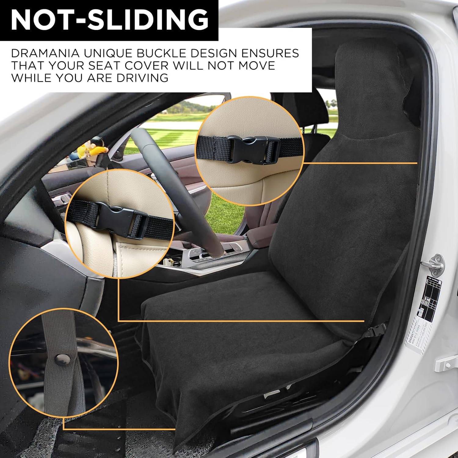 Waterproof Seat Cover Towel, 2PCS Premium Sweat Carseat Protector, Perfect for Universal Anti-Slip Car Truck SUV Seat, Great for Surfing Yoga Gym Workout, Black