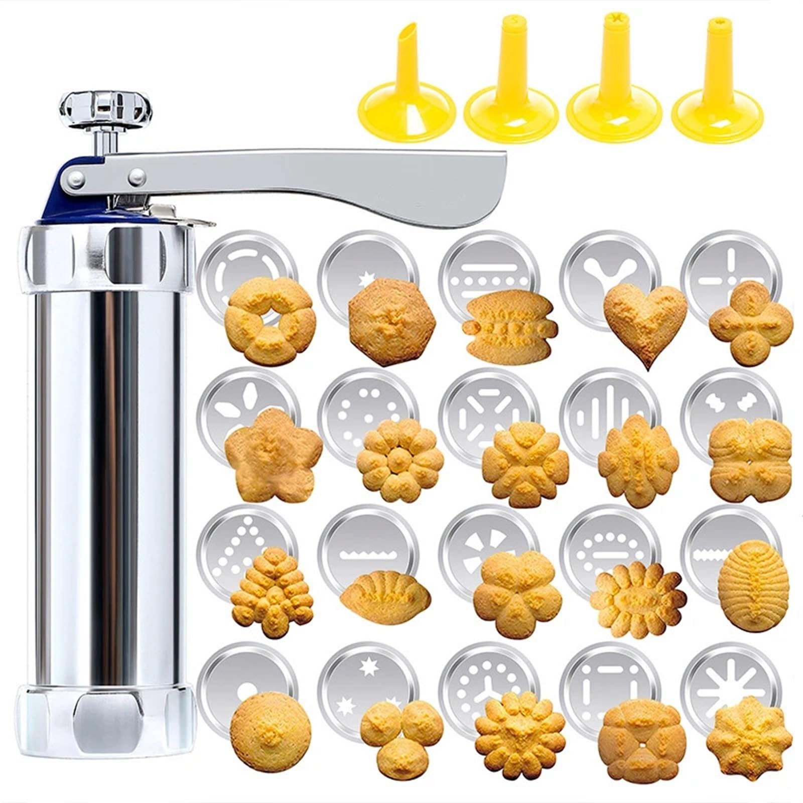 Keksmaschine Garnierspritze Set Stainless Steel Cake Cream Decorating Sets Cookie Making Machine Nozzles Mold Pastry Syringe Extruder Kitchen Baking Tools(Color:Style 3)