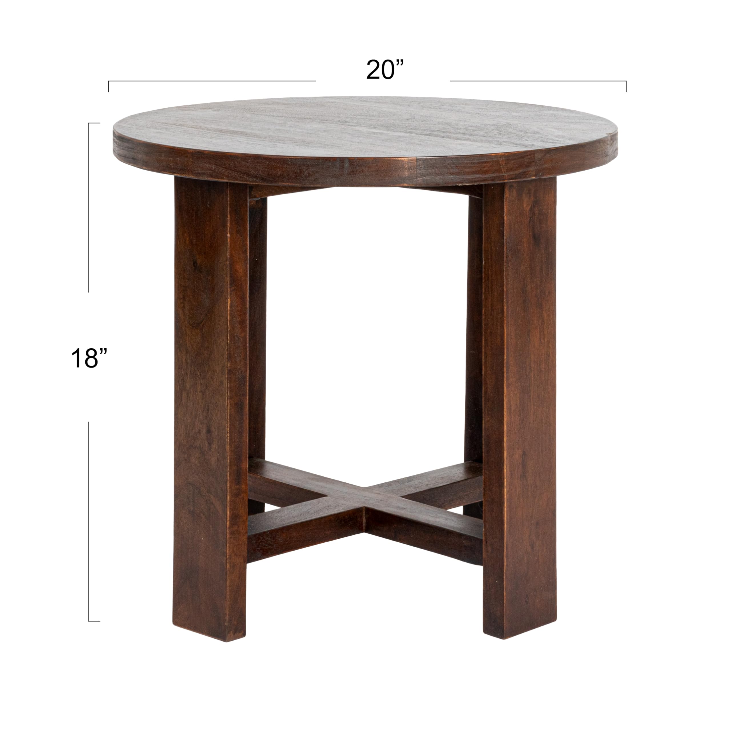 Creative Co-Op Acacia Wood Round Trestle End Table