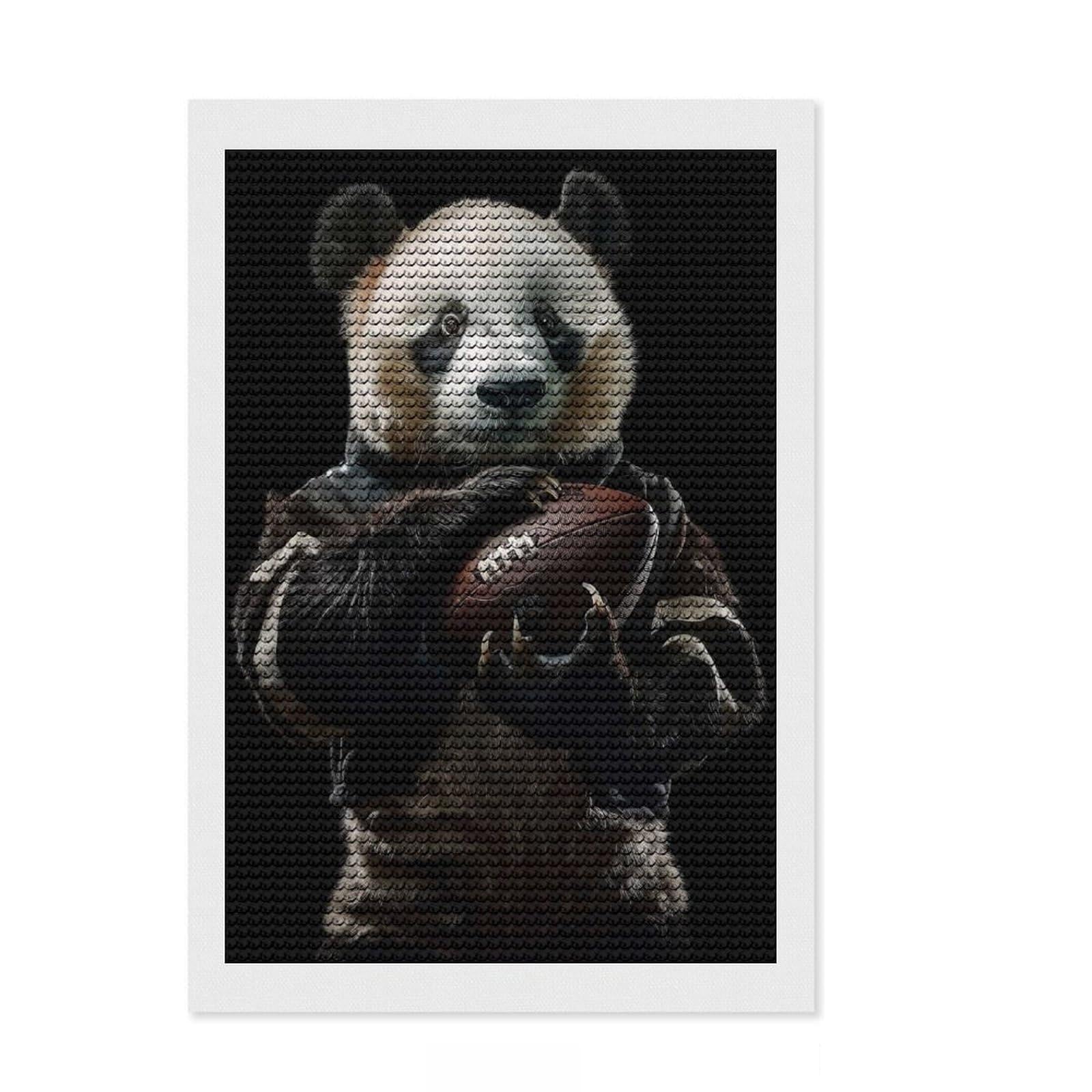 Junmoney Panda American Football Round Drill Diamond Painting 8"x12", for Women, Fun Craft Experience, Bedroom Decor, Holiday Gift Idea