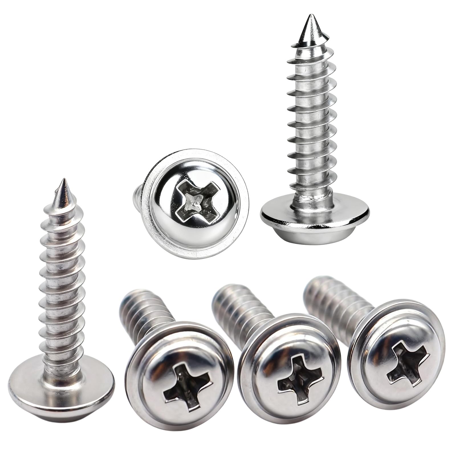 QANCEN 20 pcs Stainless Steel Self Tapping Screws M3x20mm,Cross Pan Head with Washer Self Drilling Wafer Head Screws for Wood, Metal,Plastic,DIY,Construction Hardware