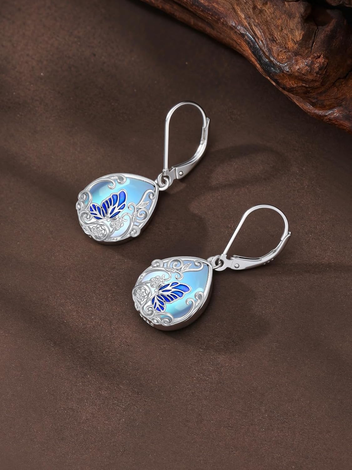 WINNICACA Valentines Day Gifts for Her Moonstone Earrings for Women Sterling Silver Moonstone Dangle Leverback Earrings Jewelry Gifts for Wife Mom Her - Image 2