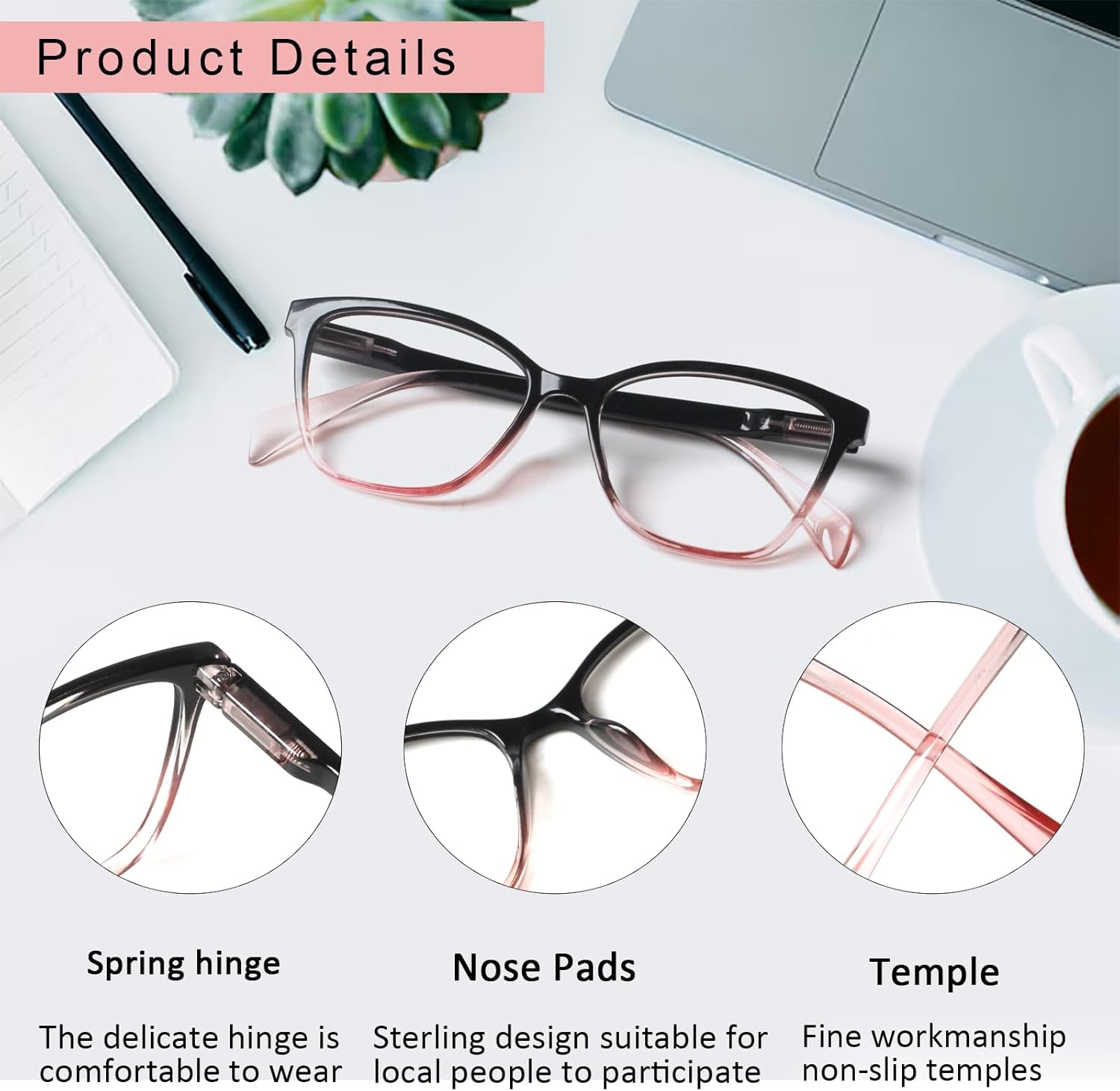 4 Pack Progressive Multifocus Reading Glasses for Women Men Blue Light Blocking Readers with Spring Hinge - Image 4